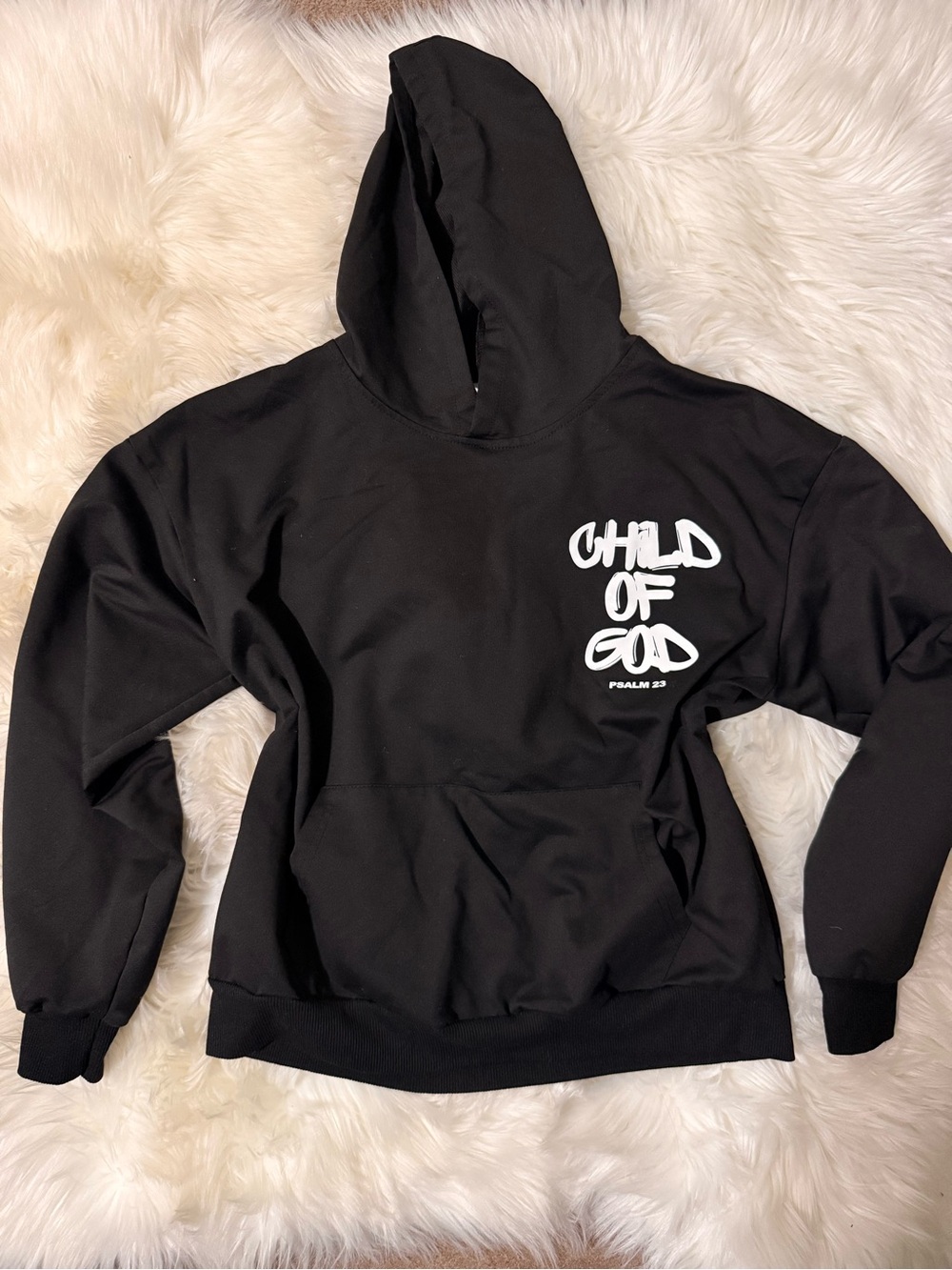 SHEIN Black Kids Hoodie with White "Child of God" Graphic